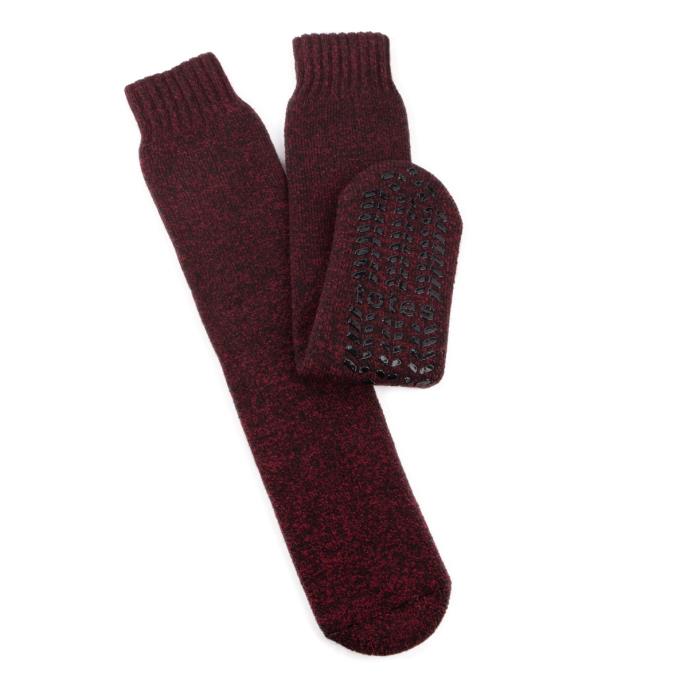 totes Mens Premium Thermal Wool Blend Slipper-Sock Burgundy Twist Extra Image 2